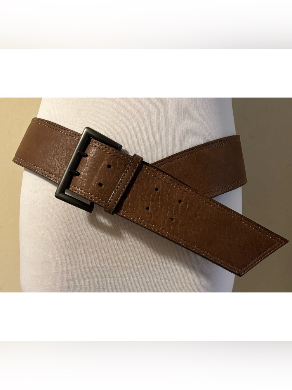 Vintage Abaco Made in France Casual Leather Belt in Cacao Size L
